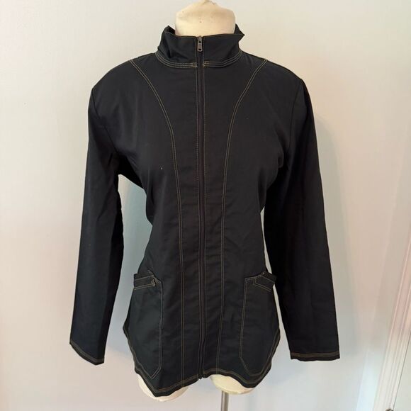 Dickies Essence Black Warm Up Scrubs Jacket Size Medium DK302 - Picture 3 of 8